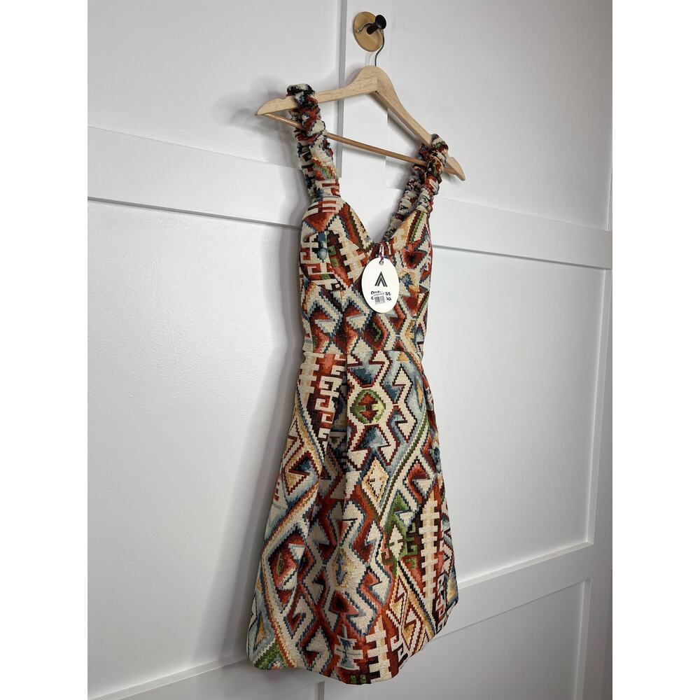 NWT Autumn Adeigbo Keava Sleeveless Tribal Jaquard Criss Cross Back Dress - Picture 3 of 7
